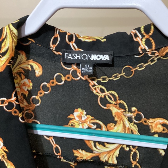 Women’s Black & Gold Button Up Blouse - Picture 4 of 5